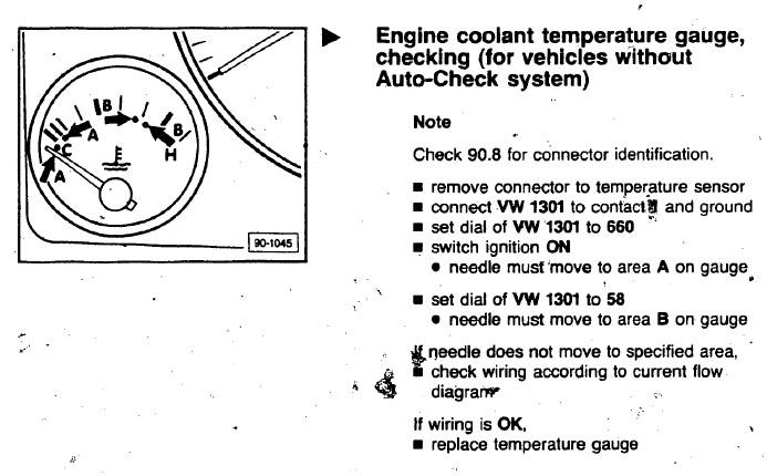 описание прибора показа температуры охлаждающей жидкости ауди 100 и ауди 80